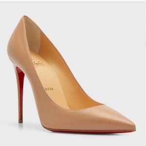 CHRISTIAN LOUBOUTIN Kate 100mm Napa Red Sole Pumps Heels Size 37 NUDE